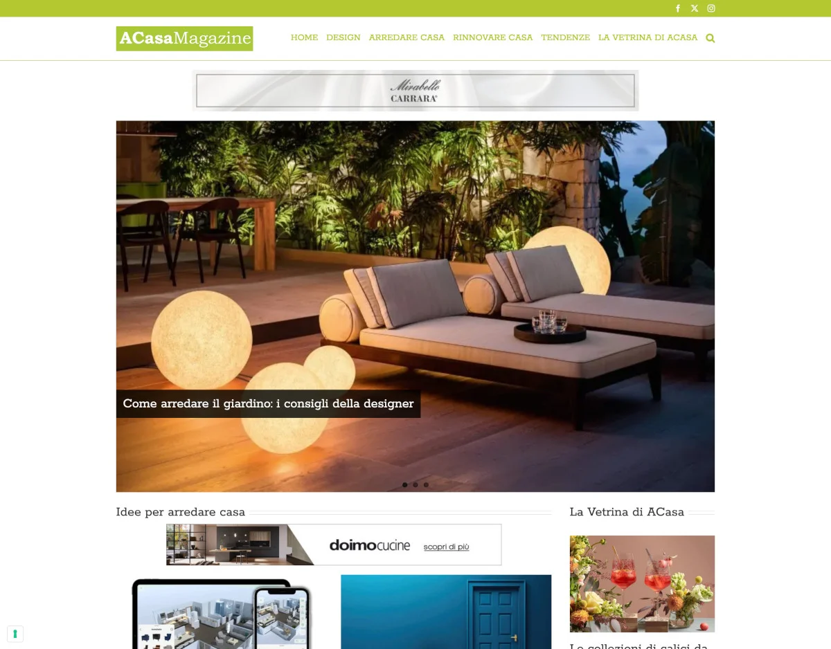 A.Casa Magazine Schermata del sito web della rivista di arredamento A Casa Magazine
