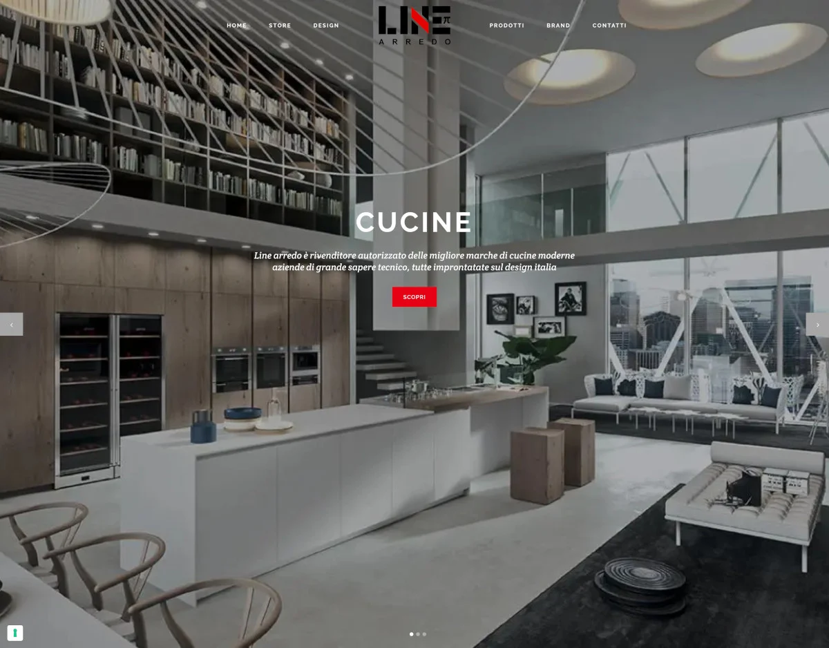 Schermata del sito web del negozio di arredamento Line Arredo